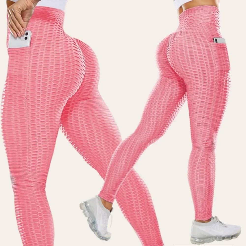 2 Ladies Pocket Butt Lifting Leggings Pair of Gym or Relaxed Fit women Pants - Picture 2 of 4